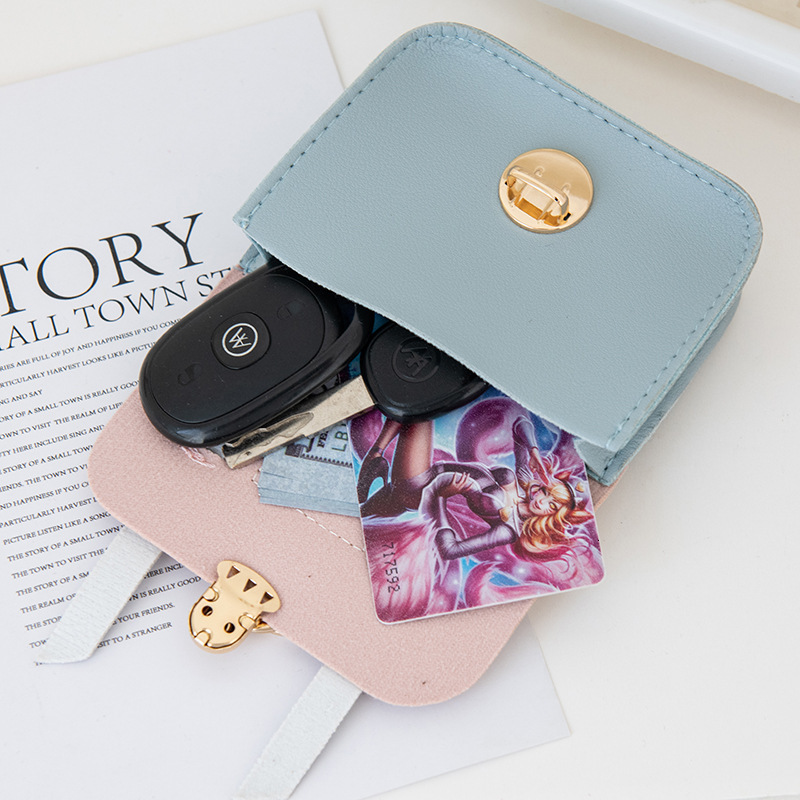 Cute ladies creative mini coin wallet fashion with lock keychain pendant fashion small wallet designer fashionable ladies handbag