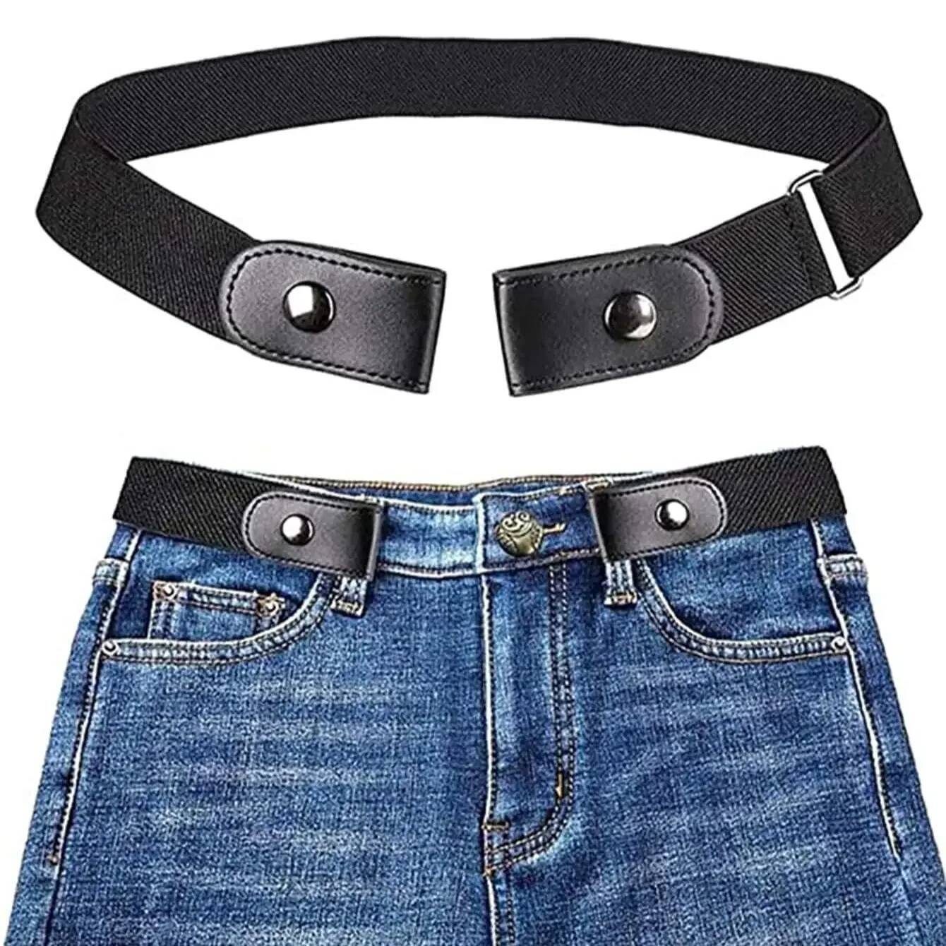Simple Fashionable Men'S Elastic Lazy Man'S Women'S Neutral And Seamless Jeans Belt Adjustable Length