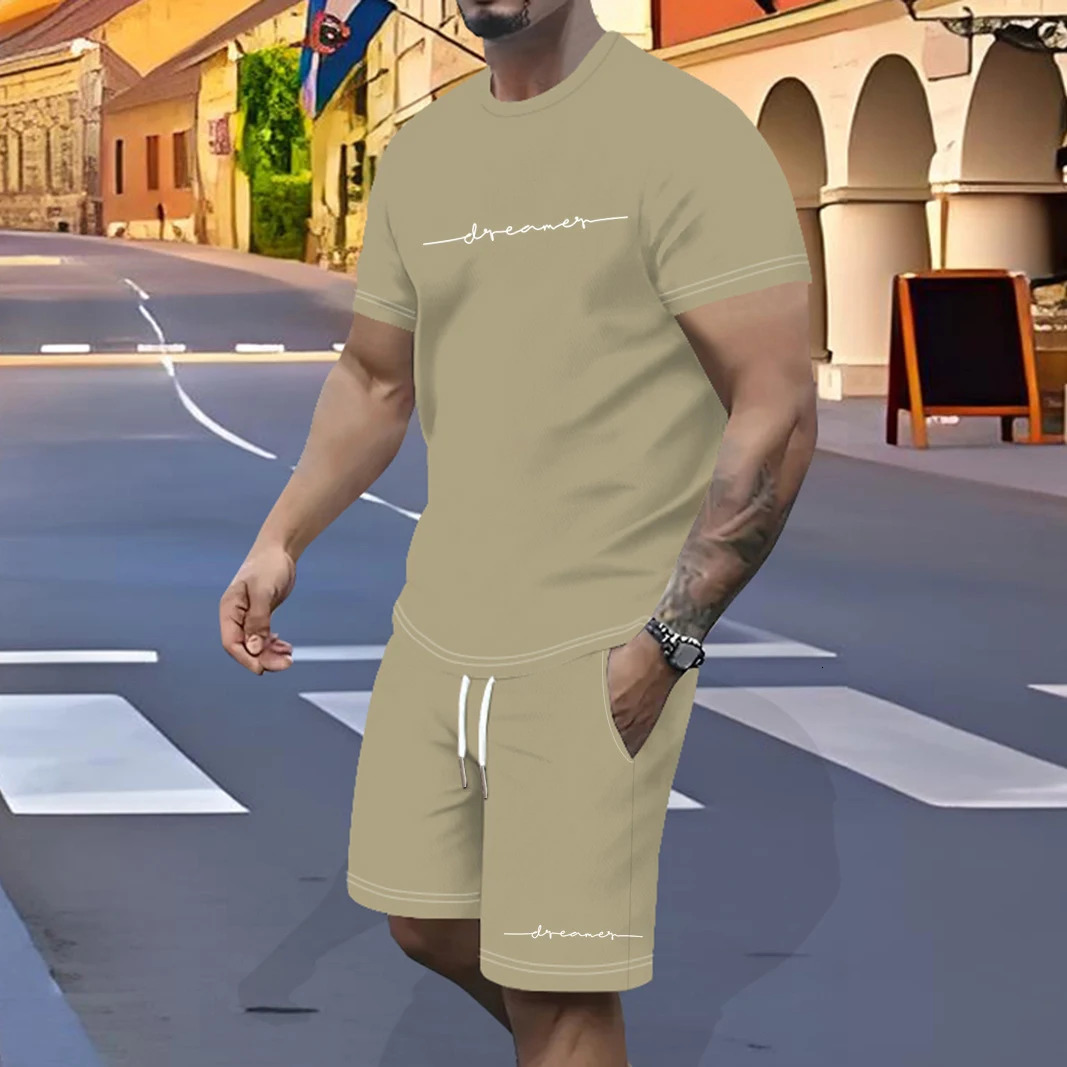 Mens adult sports suit polyester fiber quickdrying solid color 3D pullover elastic waist dating casual trend 250530