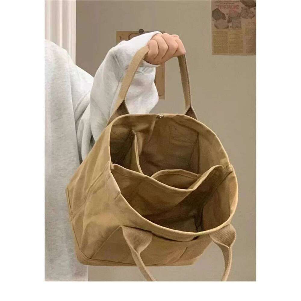 2025 Spring Summer Women Tote Minimalist Multi-Layer Crossbody Lunch Canvas Bag For Daily Use