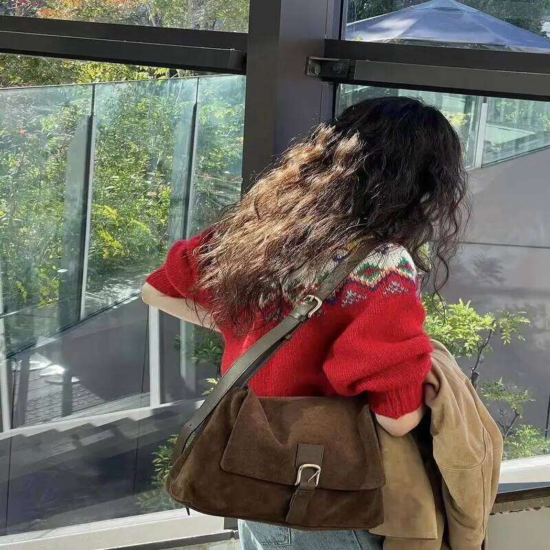2024 Market New Top Grade Suede Brown European And American Women's Casual Shoulder Crossbody Bag Fashion Hot Selling Style 250601