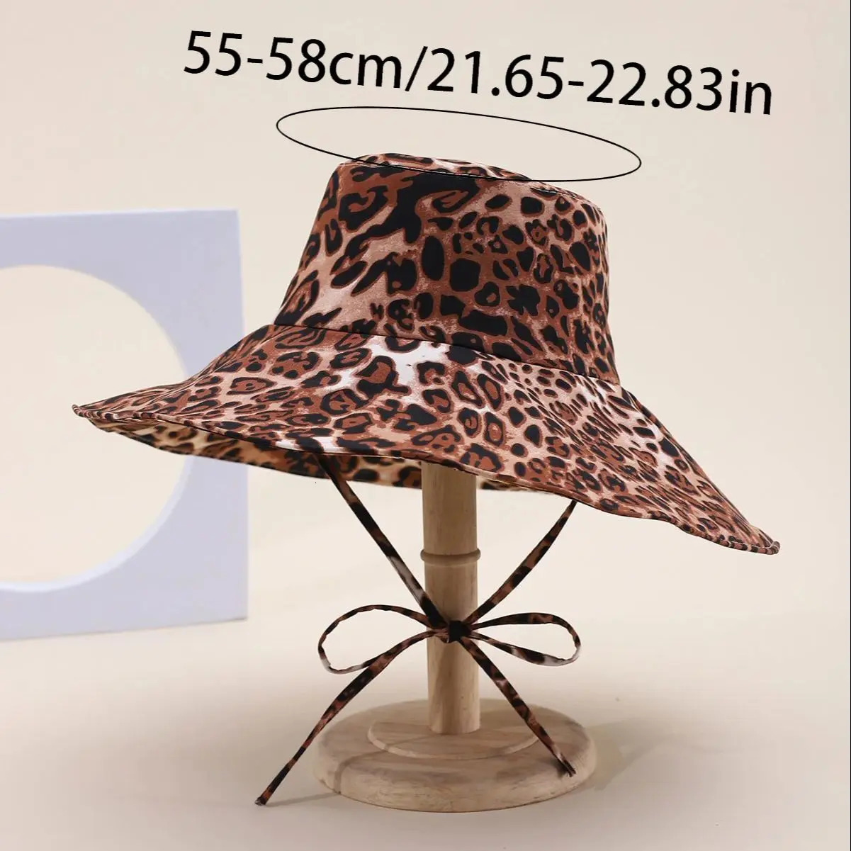 A large brimmed buccket hat womens casual foldable leopard print sunshade basin beach sun protection 250528