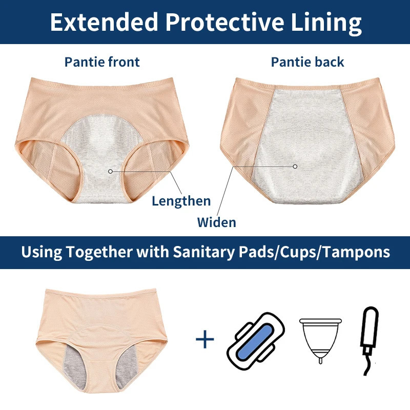 3PCS Leak Proof Menstrual Panties Period Physiological Pant Waterproof Briefs Plus Size period underwear 250526