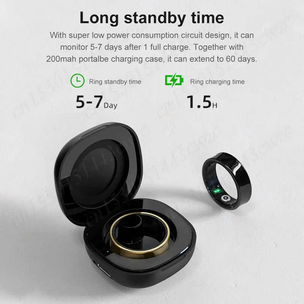 R09 Smart Ring Waterproof Men Women Body Temperature Health and Sleep Monitor w/ Charging Case for Phone 250526