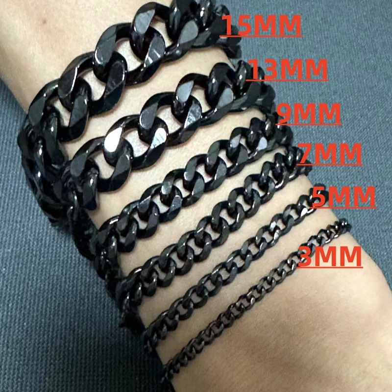 3MM15MM Thick Stainless Steel Cuban Chain Bracelet For Men Male Adjustable Size Trend Accessory Jewelry Hand Chains 250528