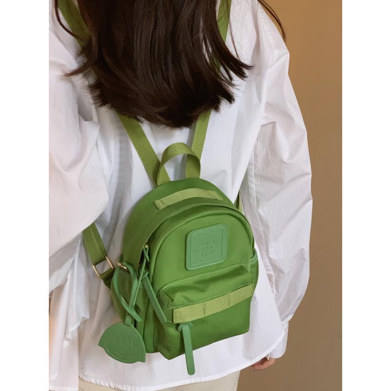 designer Japanese Style Niche Mini Compact Backpack Solid Color Bright Color Macaron Color Green Small Backpack for Travel and Shopping New Model