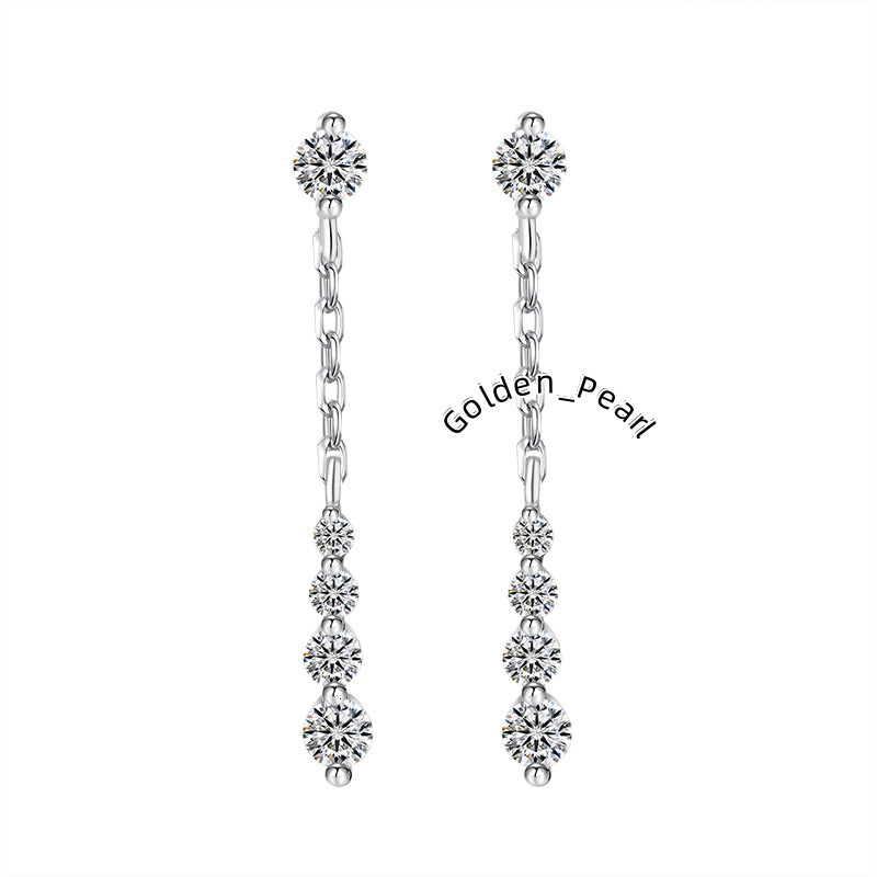 Wholesale Moissanite Jewelry 0.7carat Vvs1 GRA Certificate Long Tassel 925 Earrings Silver Jewelry for Women Korean Earrings