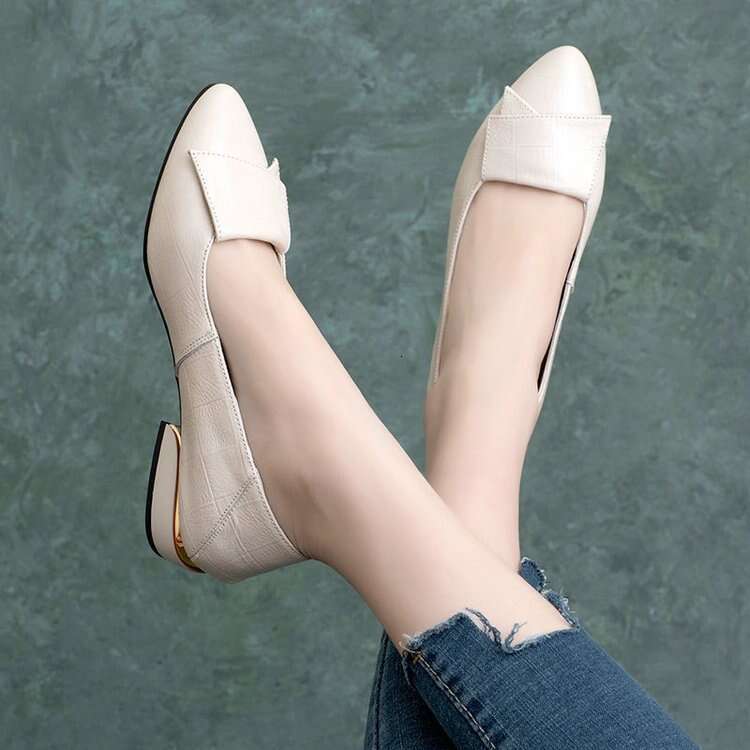 Women's Single 2023 Spring and Autumn New Thick Heel Mom Soft Sole Small Leather Shoes for Women