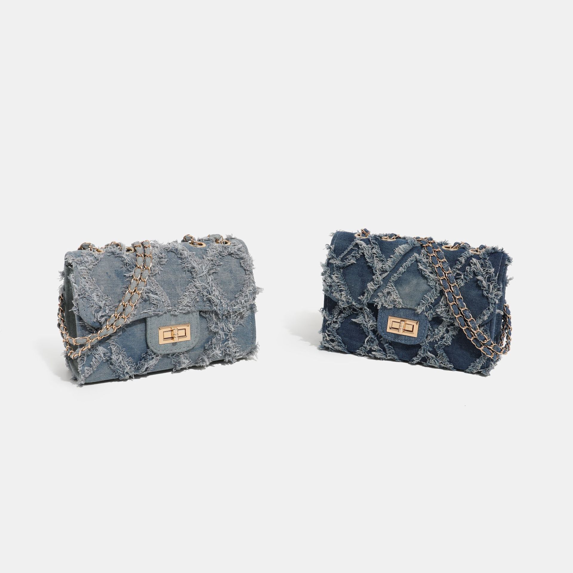designer Super Popular Small Fragrance Style Denim Bag for Women 2025 New Fashion Quilted Small Square Bag Commuter Crossbody Chain Bag