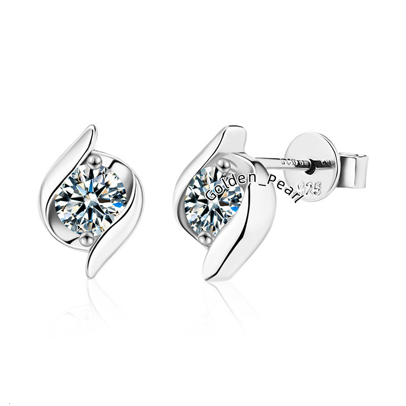 Chasau Customized Jewelry New Arrivals Luxury White Gold 5mm 0.5ct 925 Sterling Silver Round Moissanite Twist Stud Earrings