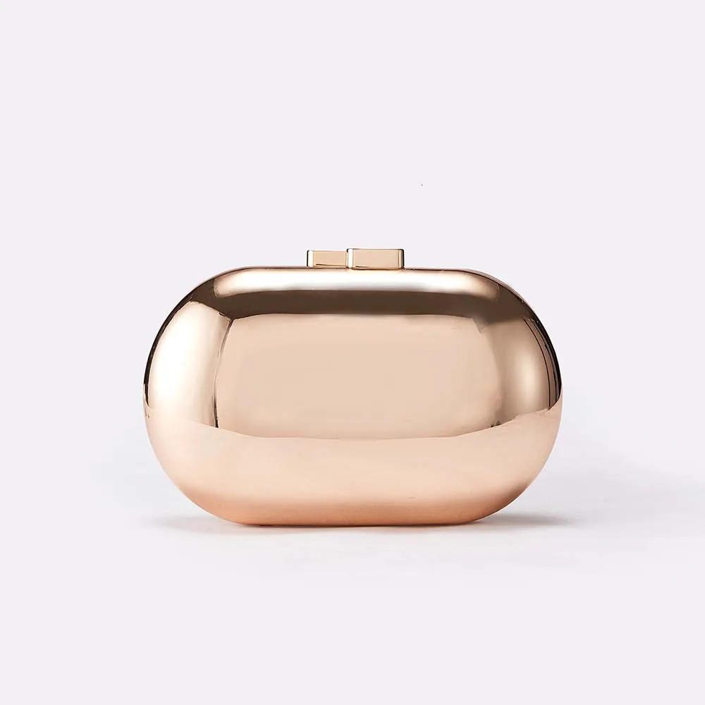 Metallic Oval Egg Clutch Bag Women Evening Party Cute Purse Bright Gold Handbag Wedding Lady Female Day Box Bag 250528