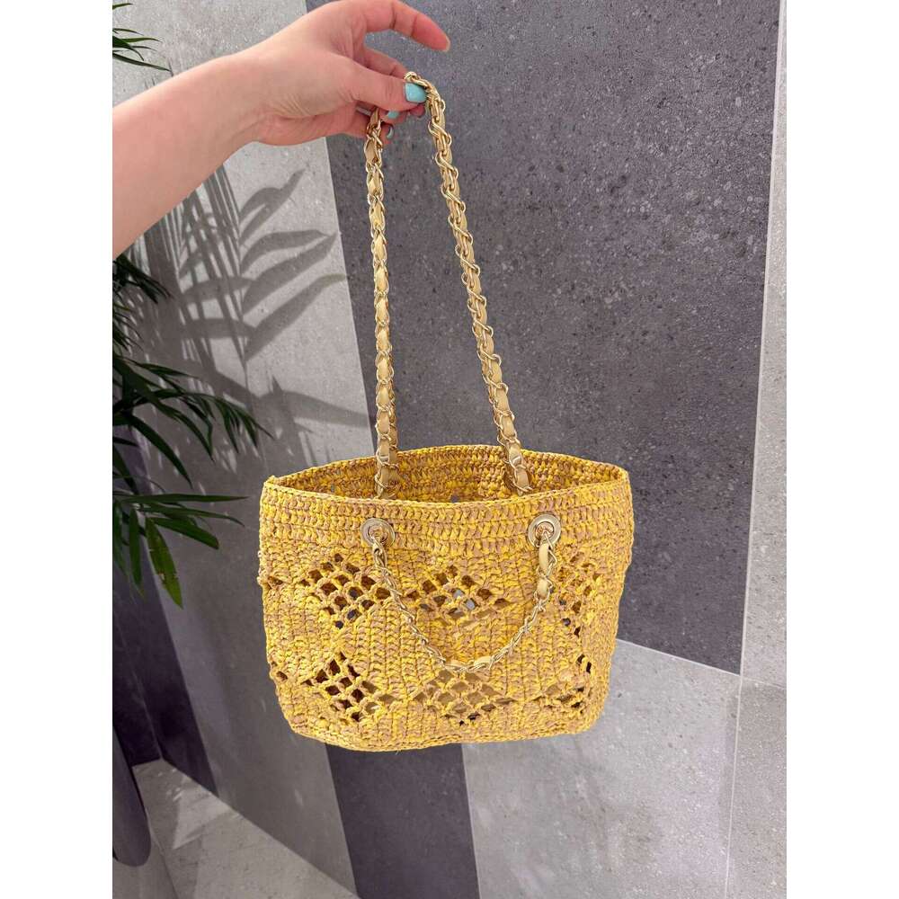 Straw Beach Tote Summer New Raffia Hollow Woven Beach High End Fashion Single Shoulder Crossbody Chain Basket Bag Crossbody Bag