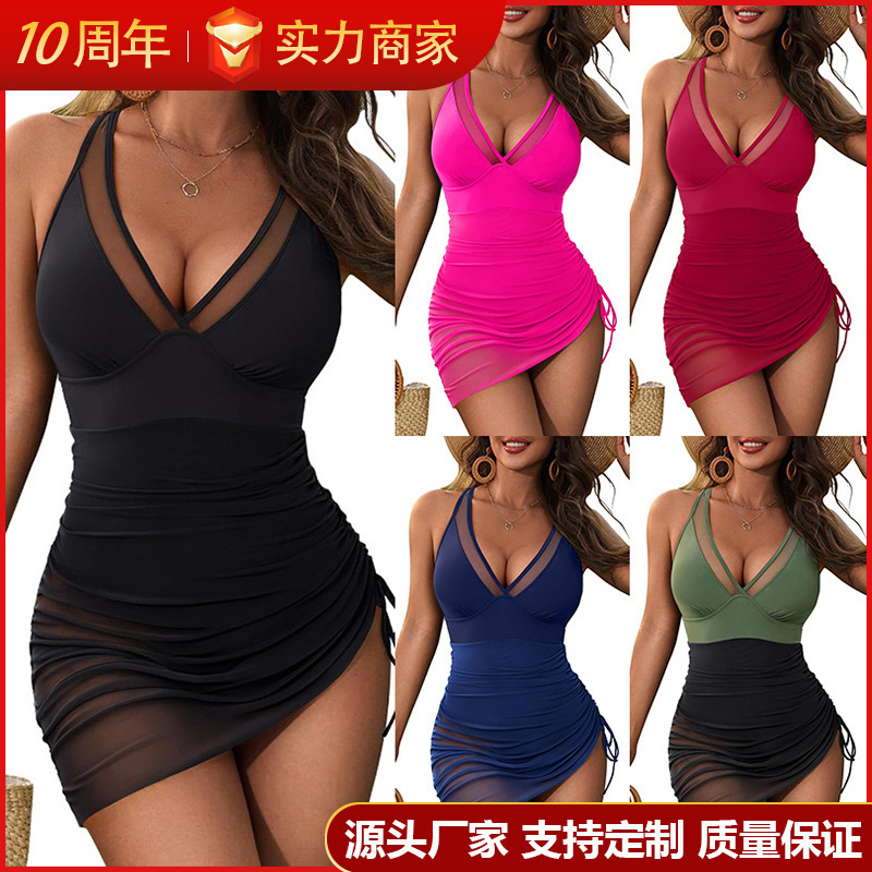 Outdoor Sexy Beach Bikinifree Shipping 2025 New Designer Shoes 2025 New Mesh Drawstring Slimming And Sexy Slim Fit One-piece Bikini Swimsuit