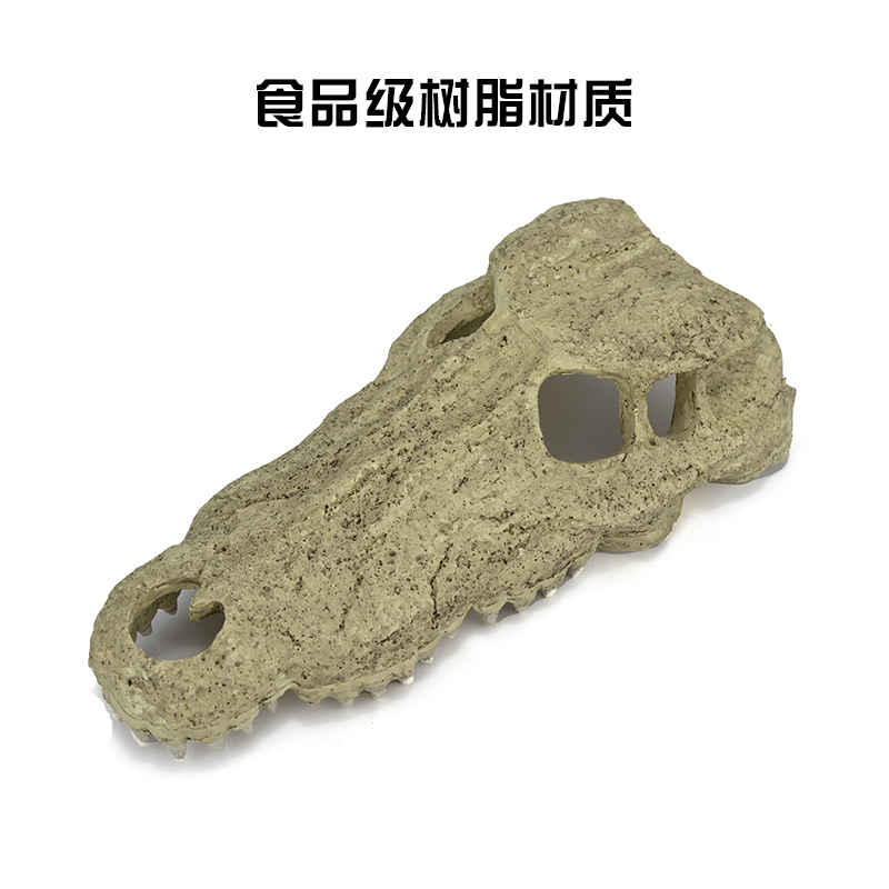 Realistic Crocodile Headed Skeleton Shell Habitat for Reptiles - Perfect Aquatic Decor