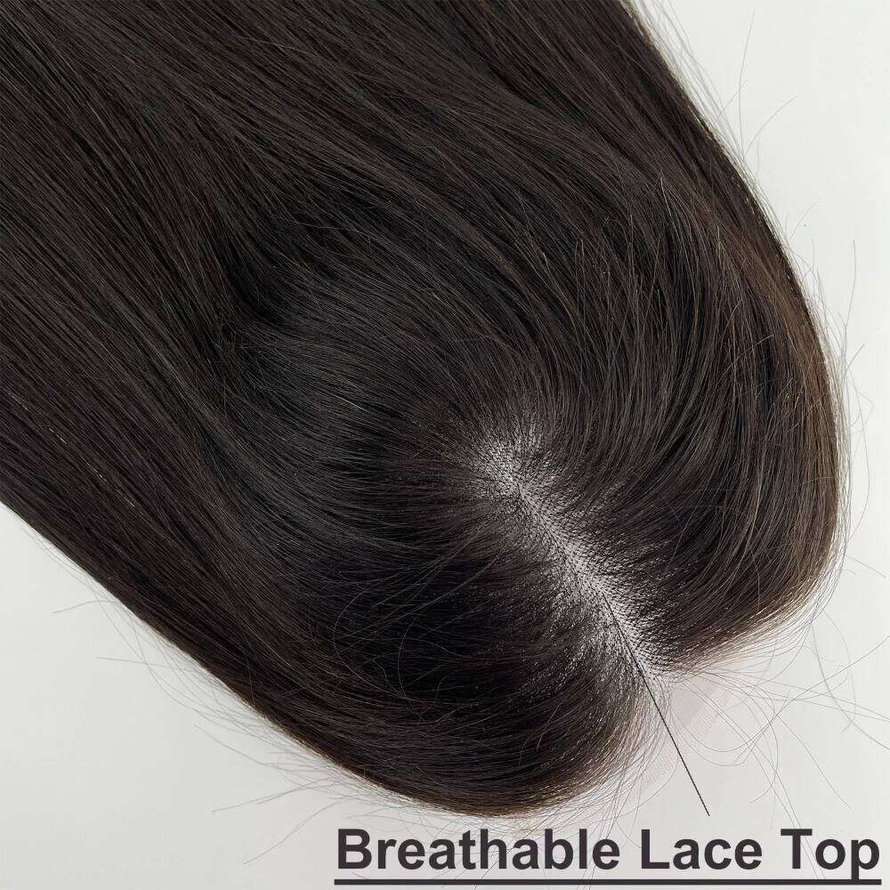 Human Topper Closure Silky Straight Remy European Soft Lace Top Breathable Bleached Knots Baby Hair with Clips in