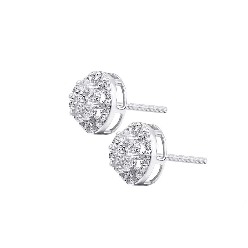 Classic Hip Hop Jewelry 9.5mm Moissanite Diamond 925 Sterling Silver Round Stud Earrings for Men