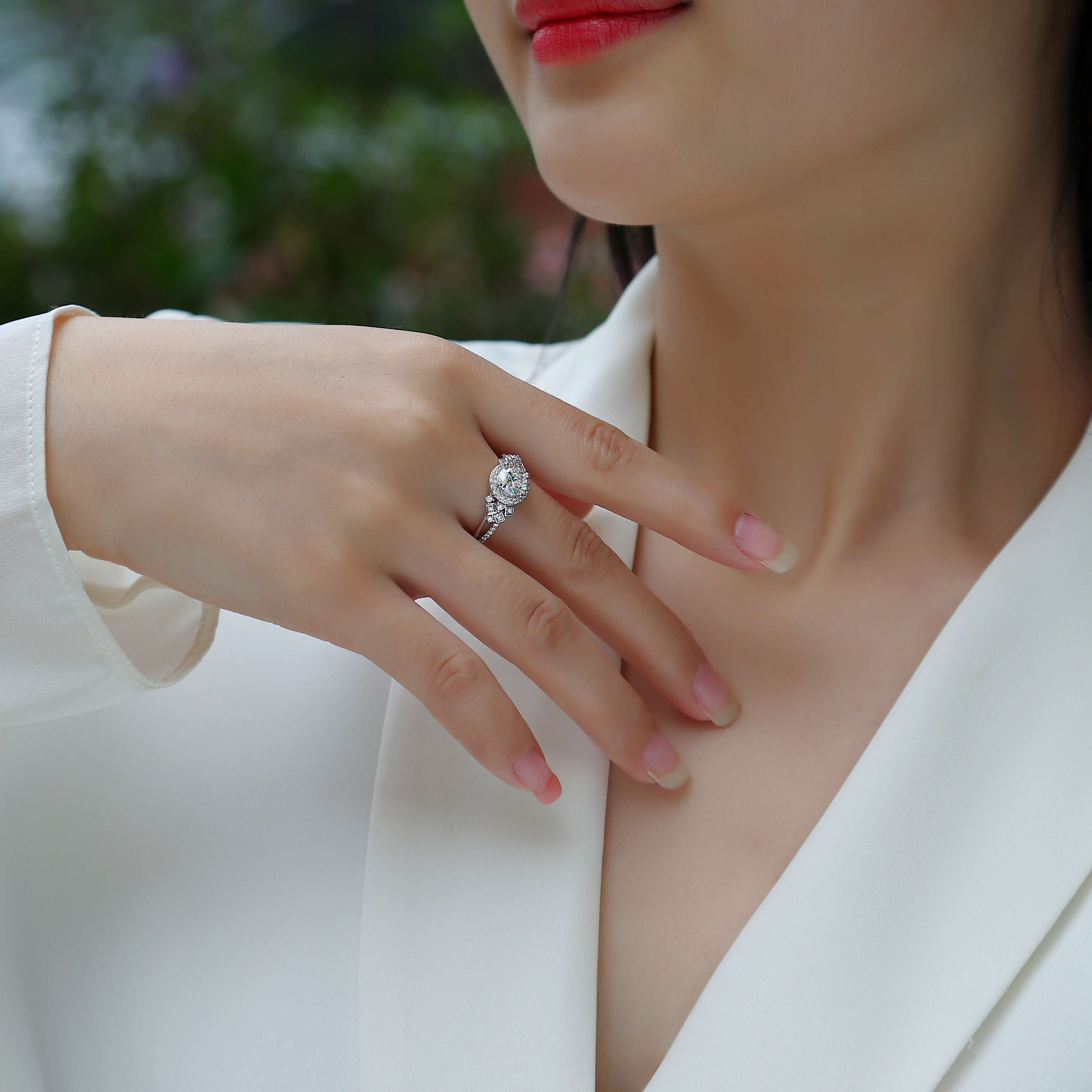 S925 Sterling Silver 1ct Moissanite Rings Full Diamond Rings for Women Engagement Jewelry Manufacturer R231113327-65