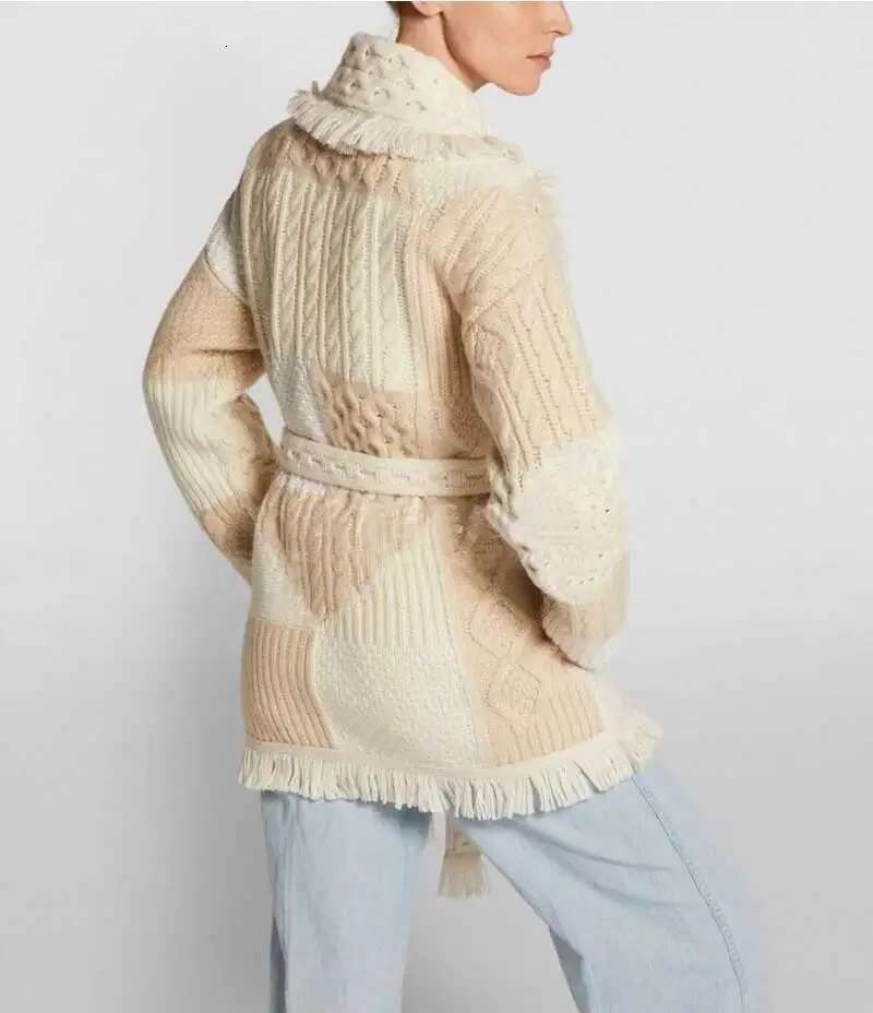 Boho Inspired Autumn Winter Jacket Women Lapel Tassel Jacquard Sleeve Cardigan Bohemian Retro Long Cardigan Tops