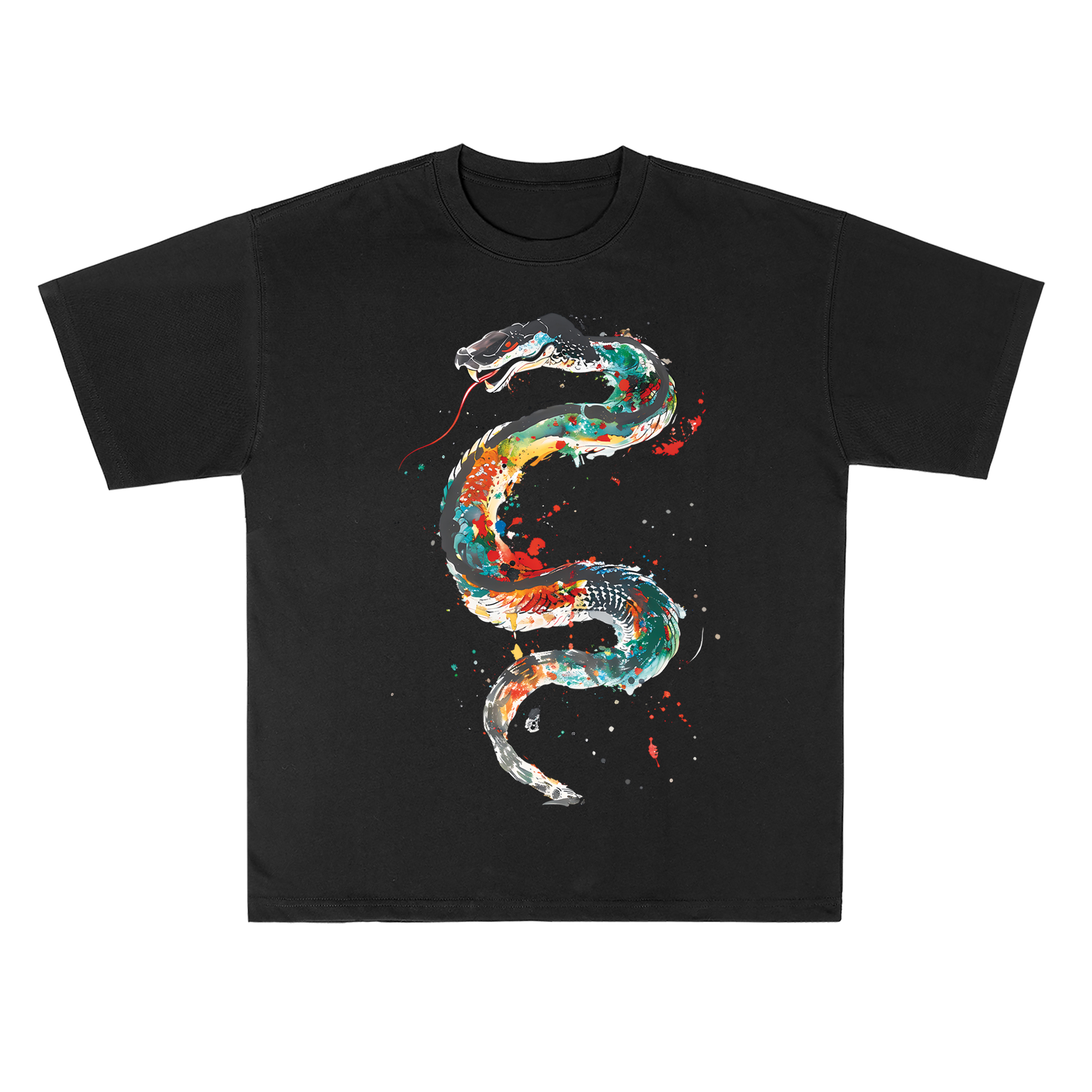 T-shirt men's top designer cotton T-shirt colorful snake short sleeved clothing high-quality fashionable T-shirt