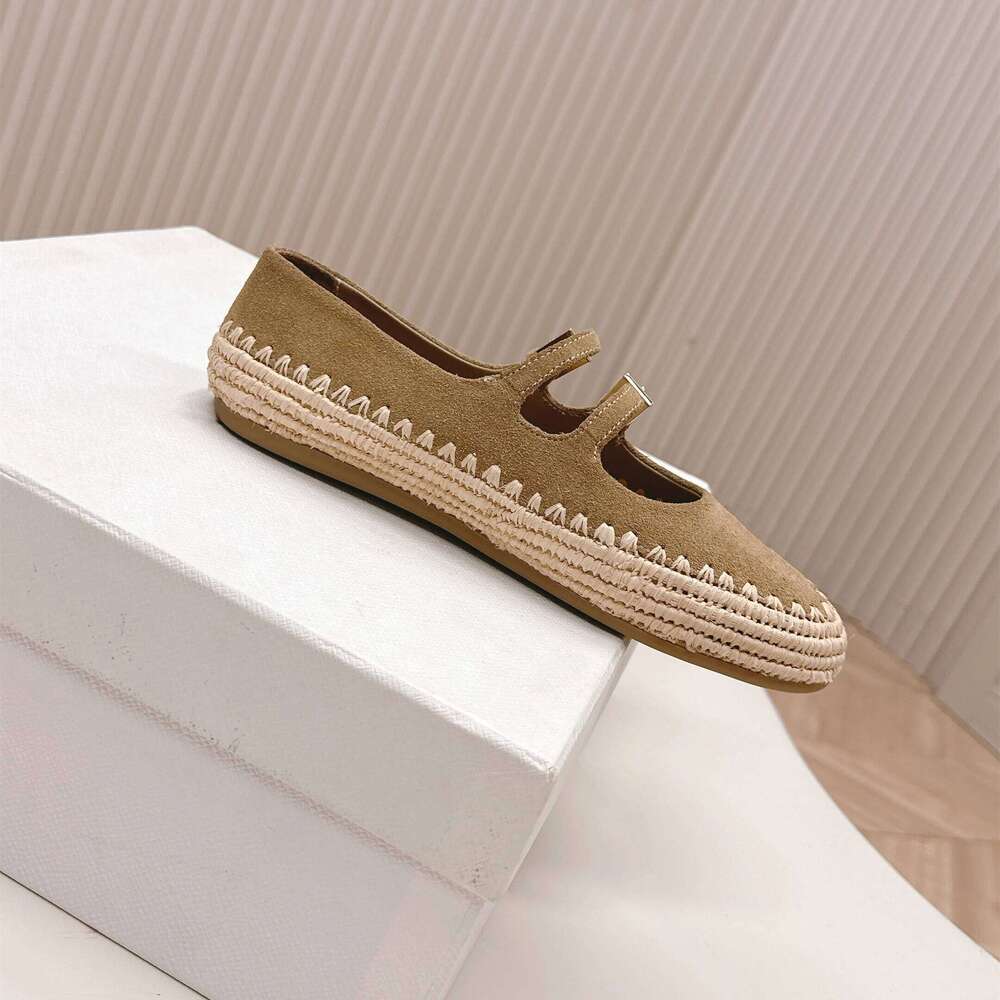 Spring Autumn Women Casual Shoes Fashion Natural Cow Suede Flats Mary Janes Flat Platform Weave Genuine Leather Woman Loafers 41 with box