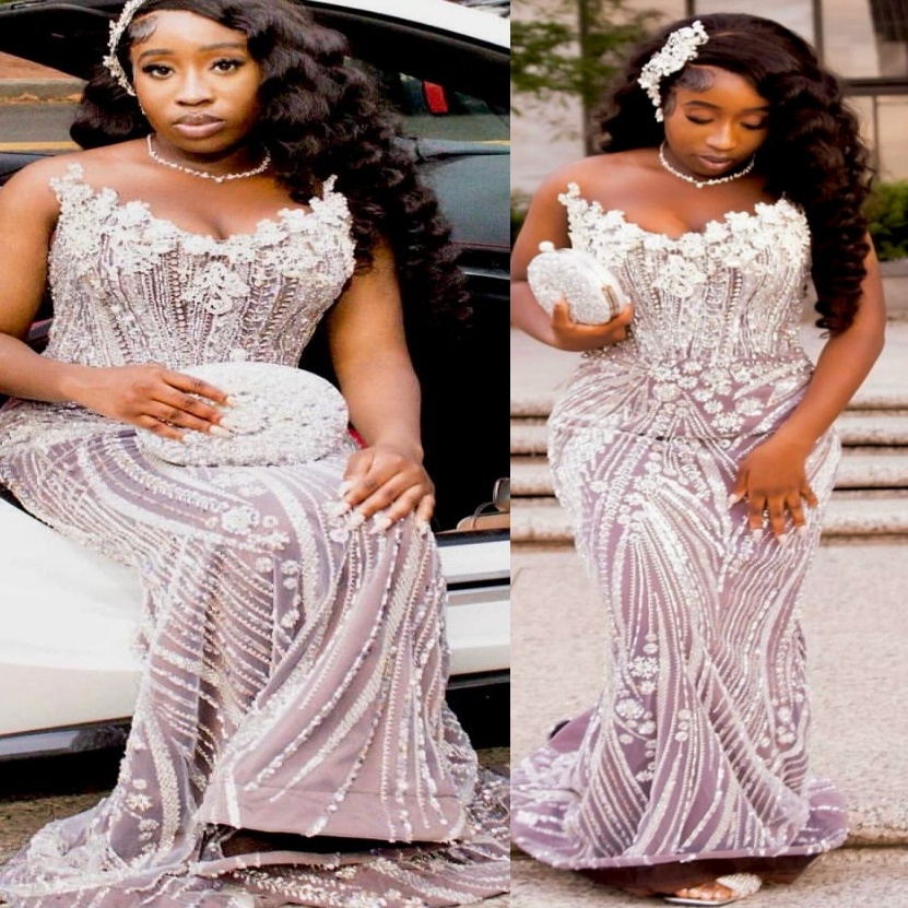 Mermaid Ivory Illusion Prom Dresses 2025 Sequined Crystals Eelgant Evening Formal Party Second Birthday Engagement Gowns Plus Size Dress For Special O