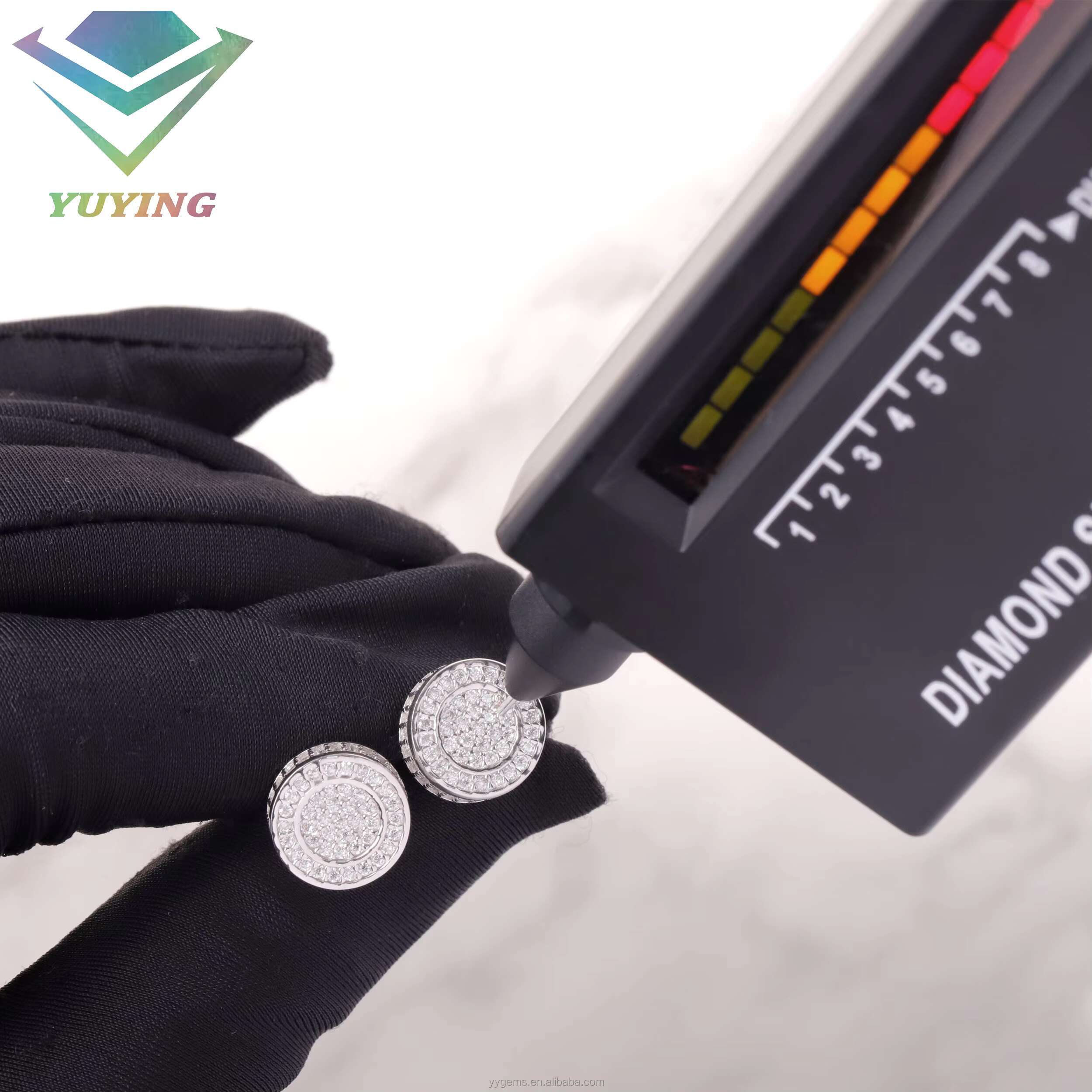 RTS Iced Out Moissanite Earrings Jewelry Factory Price Men Women Hip Hop Earrings S925 Silver VVS Diamond Stud Earrings