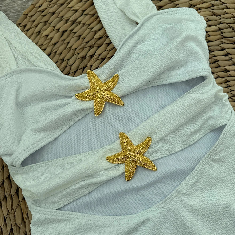starfish Two Piece Swimsuit 2025 Hollow Out Swimwear Women Swimsuit Bathing Suit Beachwear Monokini Female Swimming Suits 250530