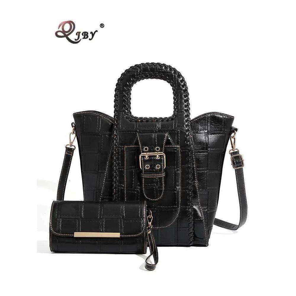 Hot Selling QJBY Women's Fashion Tote Bags New In Handbag Designer Brand High-End Leather Large Capacity Multi-Layer Send Wallet