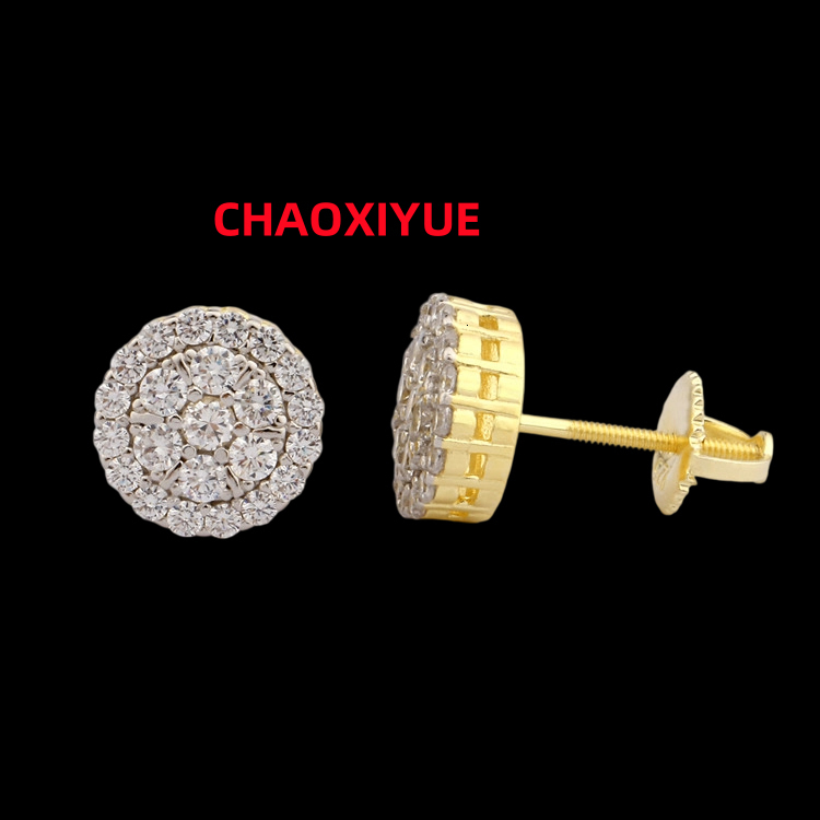 Unique Design Hip Hop Style Personalized Fashion Jewelry Trend 925 Silver D Color Moissanite Round Stud Earrings