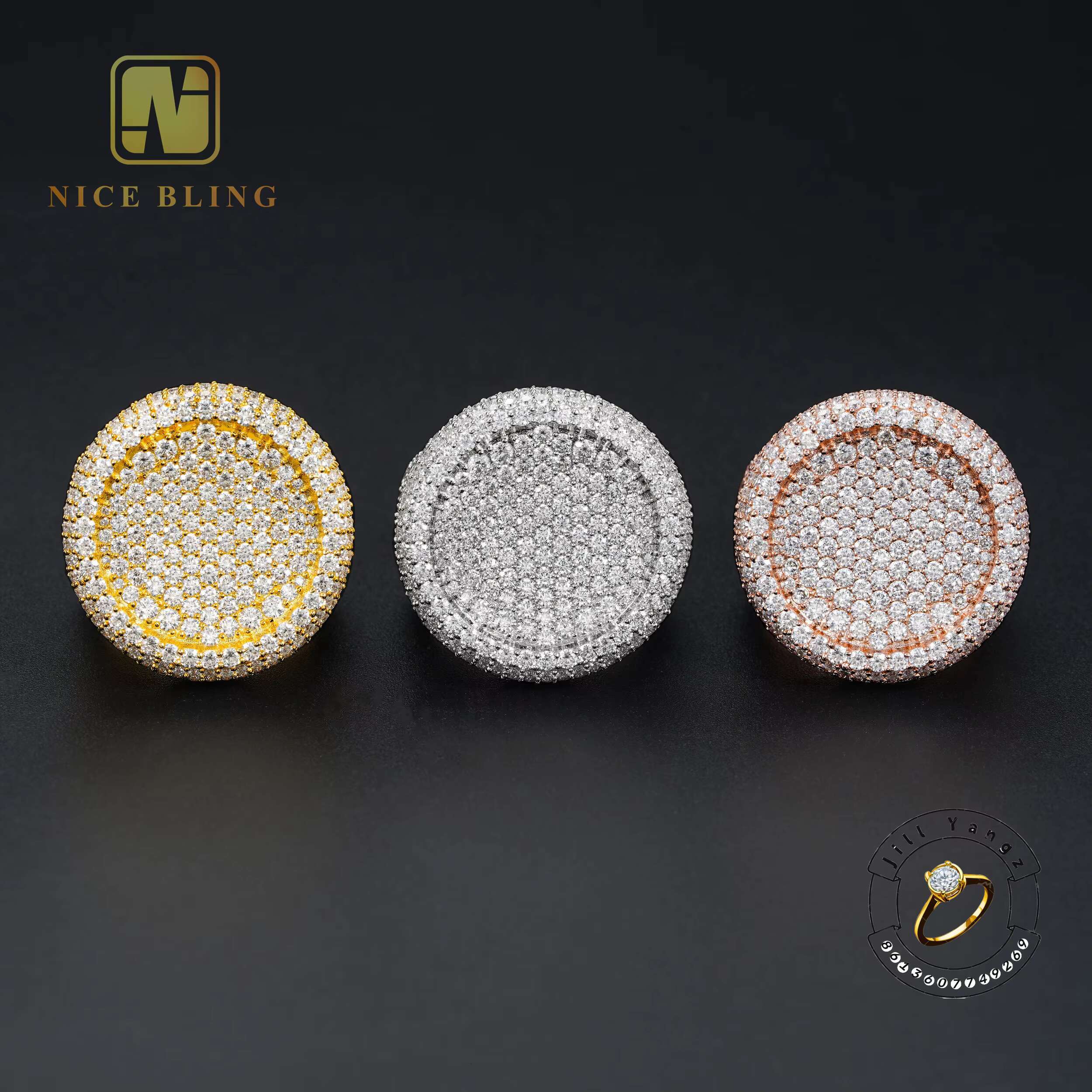 Rose Gold Plates Vvs Moissanite Championship Ring Sterling Silver Rings for Men Hip Hop Rock Iced Out Gifts for Men