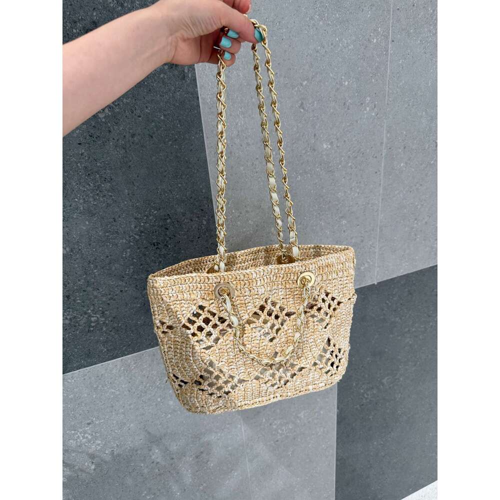 Straw Beach Tote Handheld Woven Hollow Pure Handmade Crochet Raffia Women S Bag With Sheepskin Small Card Holder Crossbody Bag