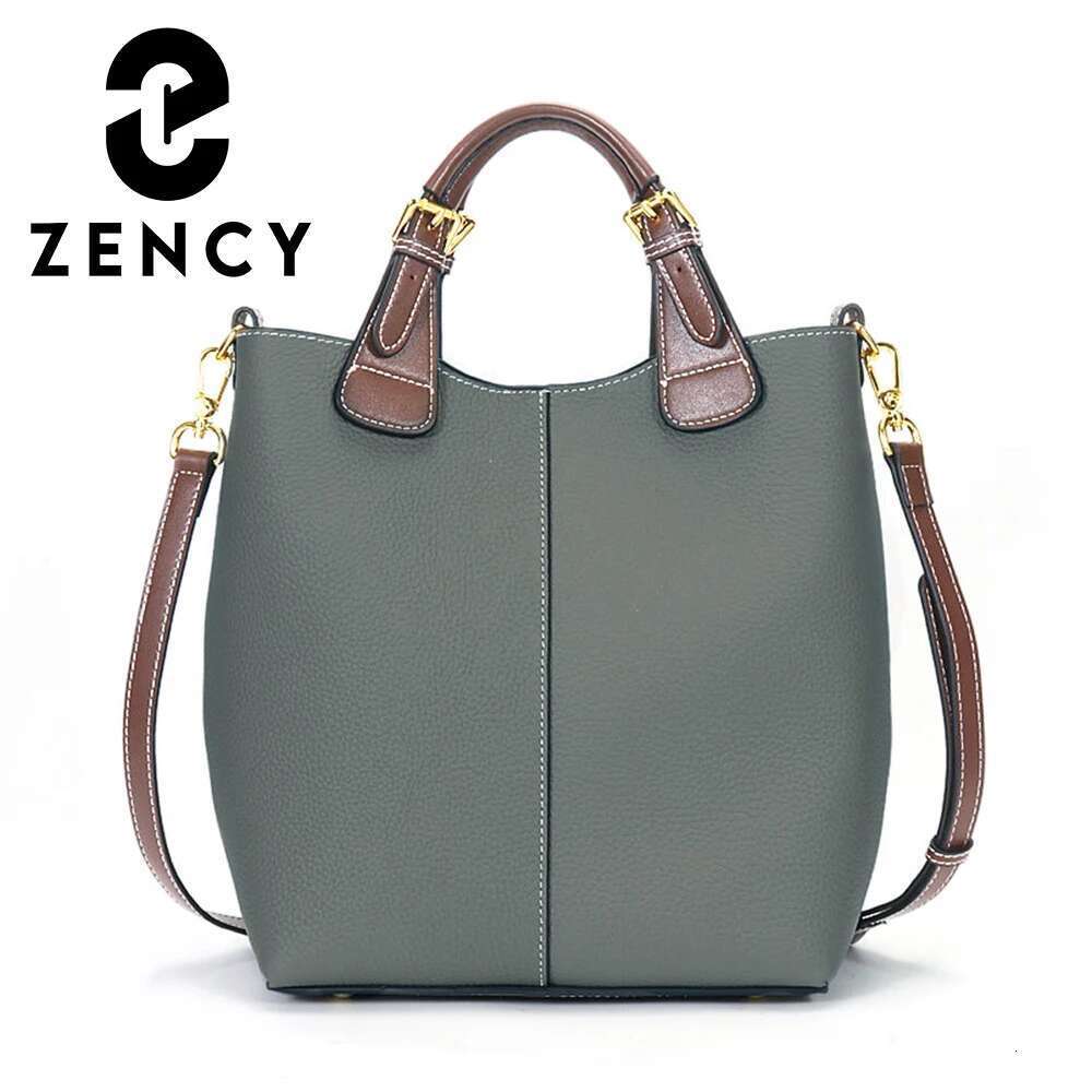 Designer Luxury Zency Women Leather Designer Bucket Bag Large Retro Tote Handbag Female Shoulder Composite Bags Crossbody Shopper Ba