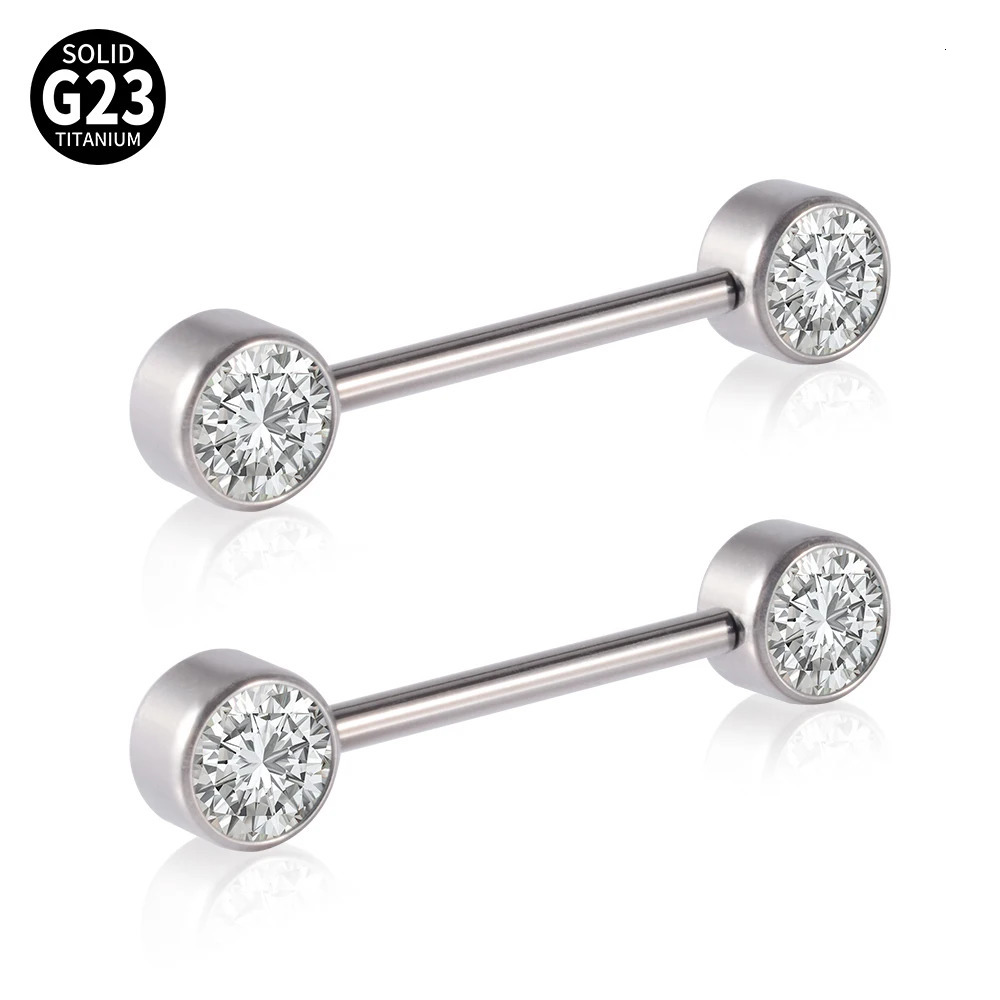 2PCS G23 Nipple Sexy Shield Bars Piercing Opal CZ Gem 14G Internally Thread Nipple Barbells Women Trendy Mamilo Jewelry 250526