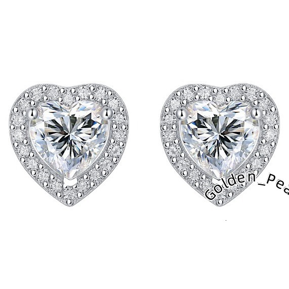 Custom 2025 Fine Jewelry 925 Sterling Silver Heart Shaped Moissanite Studs Earrings Fashion Jewelry Earrings for Women Girls