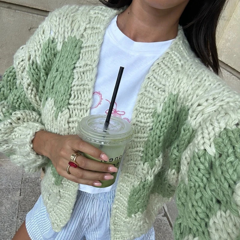 Stylish Patchwork Striped Knit Cardigans for Women Autumn Fashion Long Sleeve Open Front Sweaters Coats Streetwear Outwear 250530