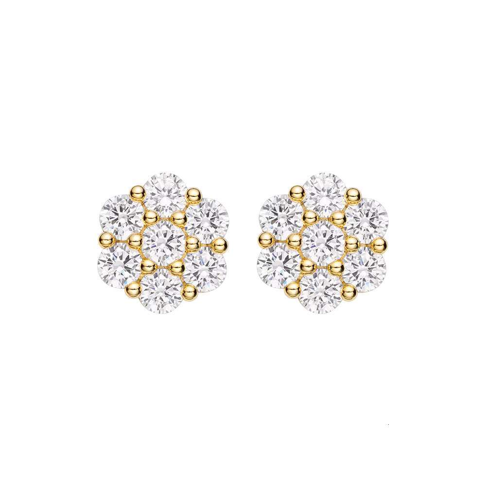 925 Silver Moissanite Hip Hop Style High Quality Gold Plated Round Classic Vintage Fashion Jewelry Stud Earrings
