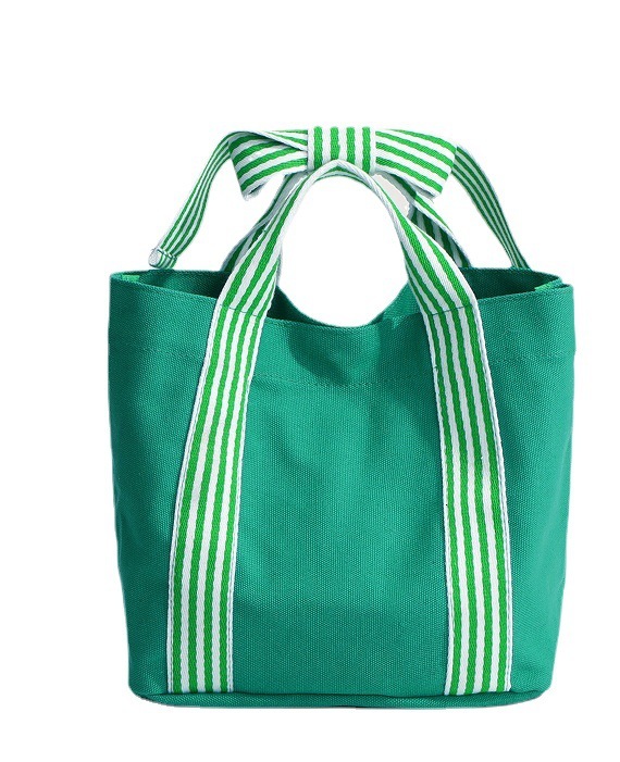 designer Fashion Versatile Korean Style Women's Bag with Bowknot Canvas Bag Lunch Bag Simple Fresh Handbag