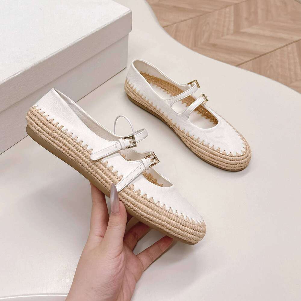 Spring Autumn Women Casual Shoes Fashion Natural Cow Suede Flats Mary Janes Flat Platform Weave Genuine Leather Woman Loafers 41 with box