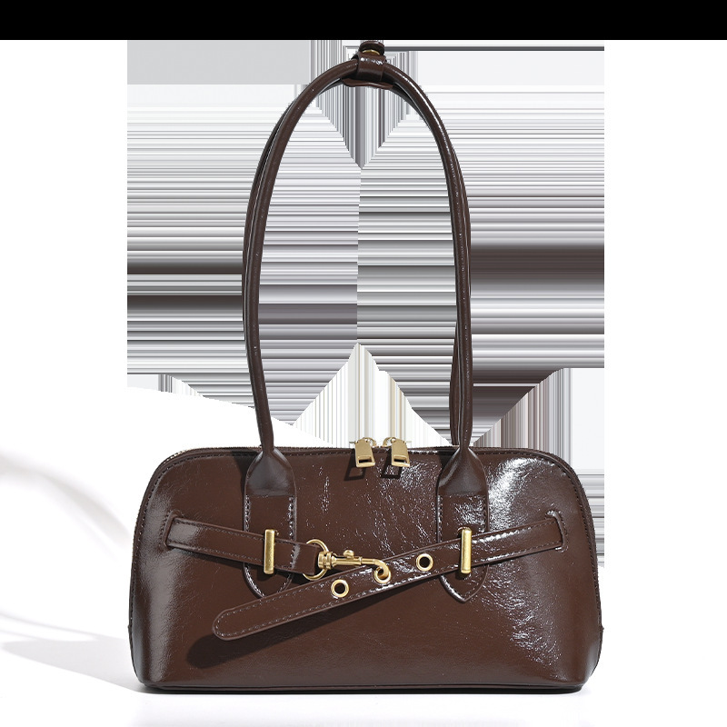 designer 2025 Autumn Winter New Simple Retro Underarm Bag for Women Niche Bowling Bag Handbag Versatile Casual Shoulder Bag