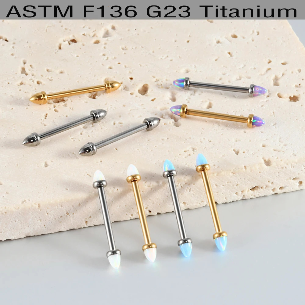 1-2-8PCS Cone Opal Spike Implant Alloy Nipple Barbell Ring Internal Thread 18K Gold Plated 14G nipple Piercing Jewelry 250526