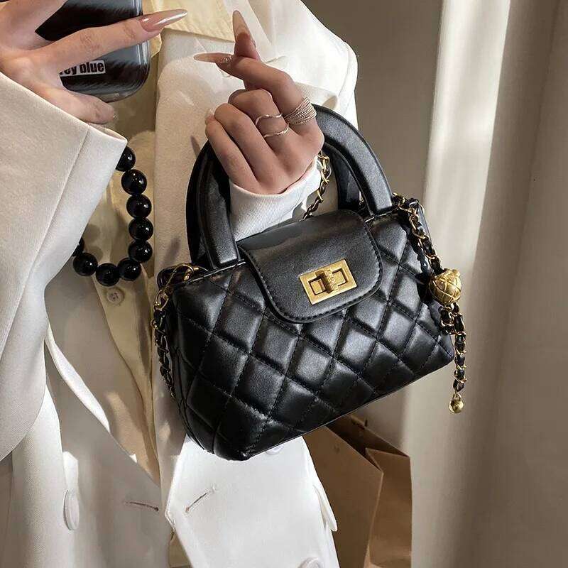 French Style Dia-Shaped Chain Small Square Women Fashion PU Leather Handbag Summer Commuter Crossbody Bag