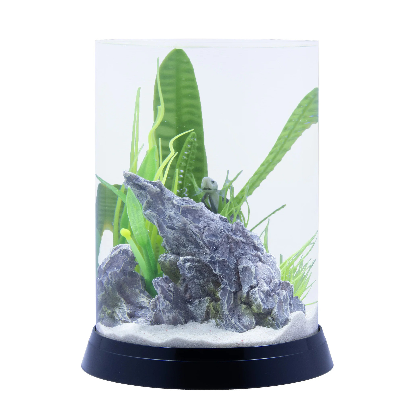 Round Acrylic Fish Bowl Aquarium 0.9 Gallon Capacity with ABS Base Perfect Living Room Aquarium for Betta/ Goldfish/ Tropical 250530