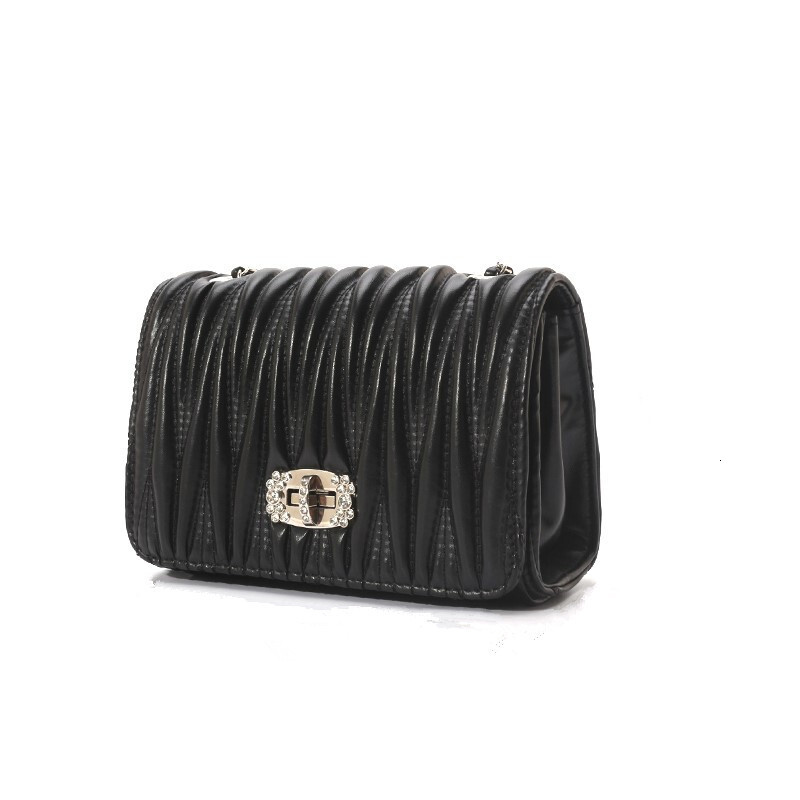 designer New 2025 Fashion Versatile Pleated Chain Rhinestone Small Square Bag for Women Commuting Shoulder Crossbody Bag Wholesale Cross-border