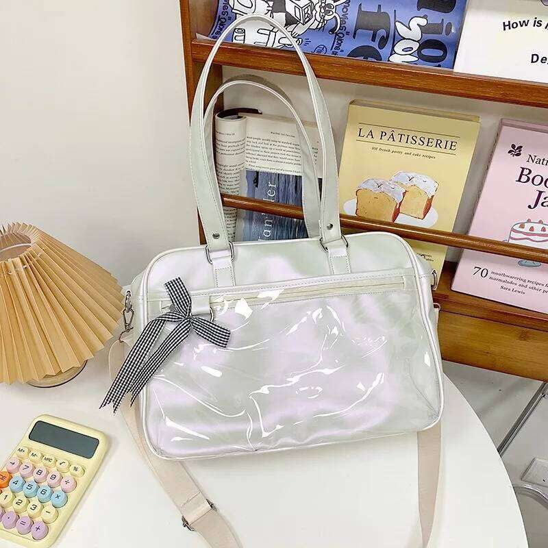 New Design Fashion Large PU Leather Ladies Tote Shoulder Lolita Handbag Female Ita Kawaii Pin Itabag Painful Shopper Bag