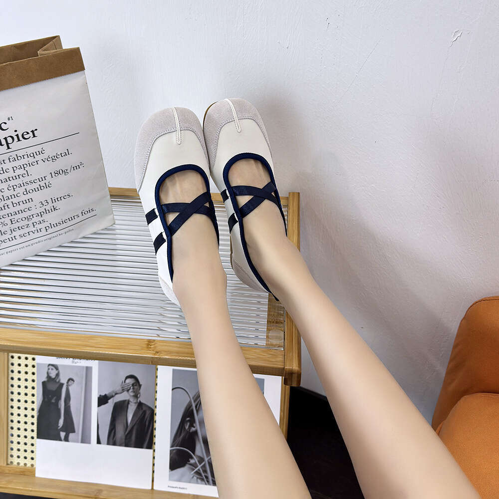 Korean Style Genuine Leather Mary Jane for Women 2025 Spring Summer New Ballet Shallow Mouth Soft Sole Versatile Fashion Single Shoes