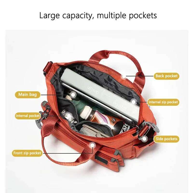 Fouvor Women's Nylon Oxford Waterproof Shoulder Bag Large Fashion Messenger Bag Zipper Lightweight Crossbody Handbag 2802-01