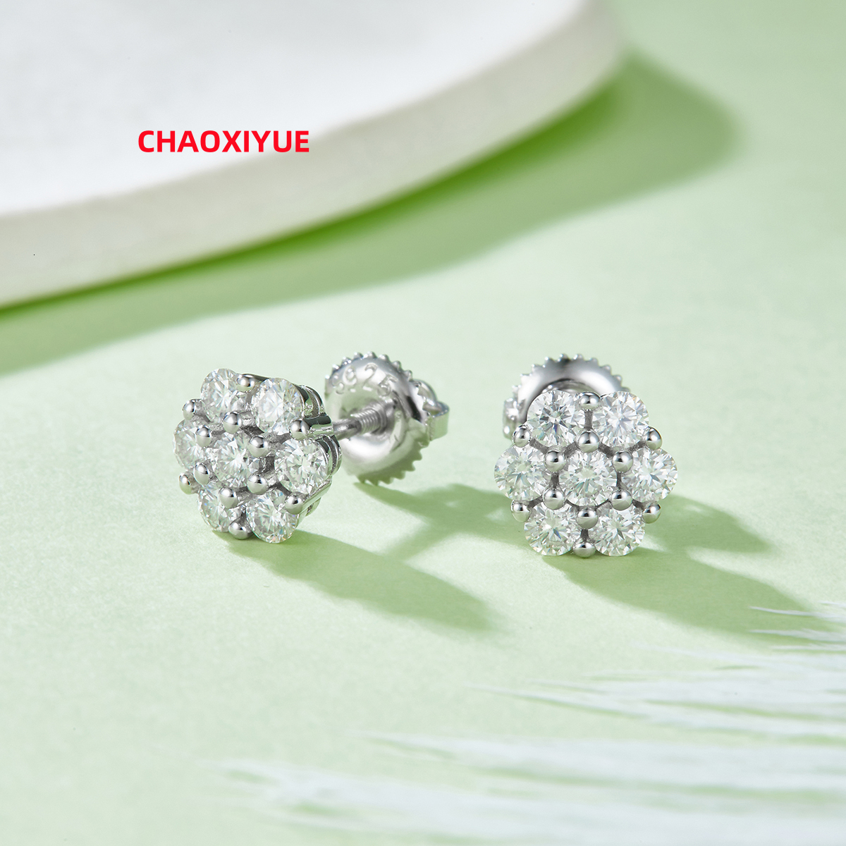 J015 Abiding Jewelry Factory Price Gold Plated 925 Sterling Silver Custom Men Hiphop Moissanite Hip Hop Screw Back Earrings