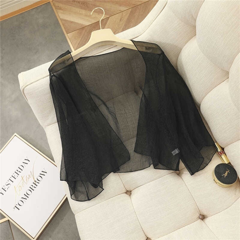 K896 Shawl cape is very fairy sun protection clothing for women, gentle fairy thin outer wear cardigan loose short chiffon small shawl