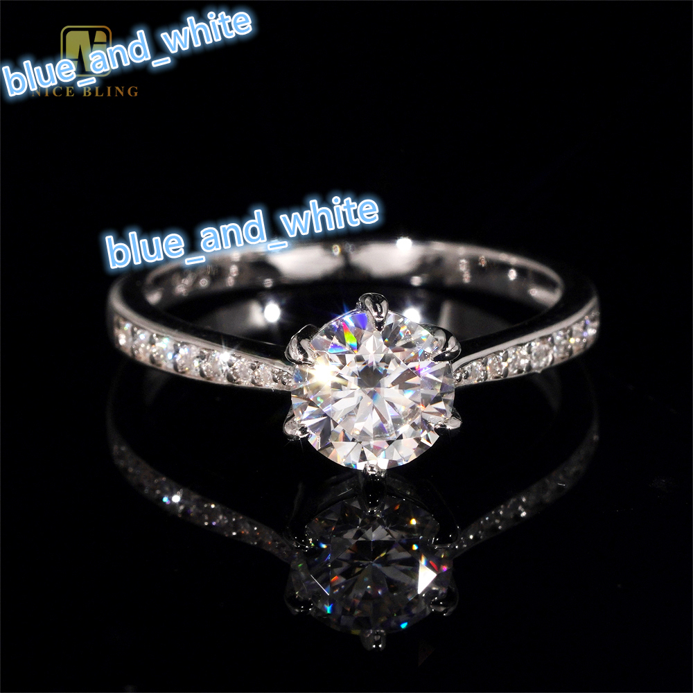 Fashion Classical Round Shaped Eternity Trendy Moissanite Wedding Ring 6 Claws Round Brilliant Cut Moissanite Engagement Ring