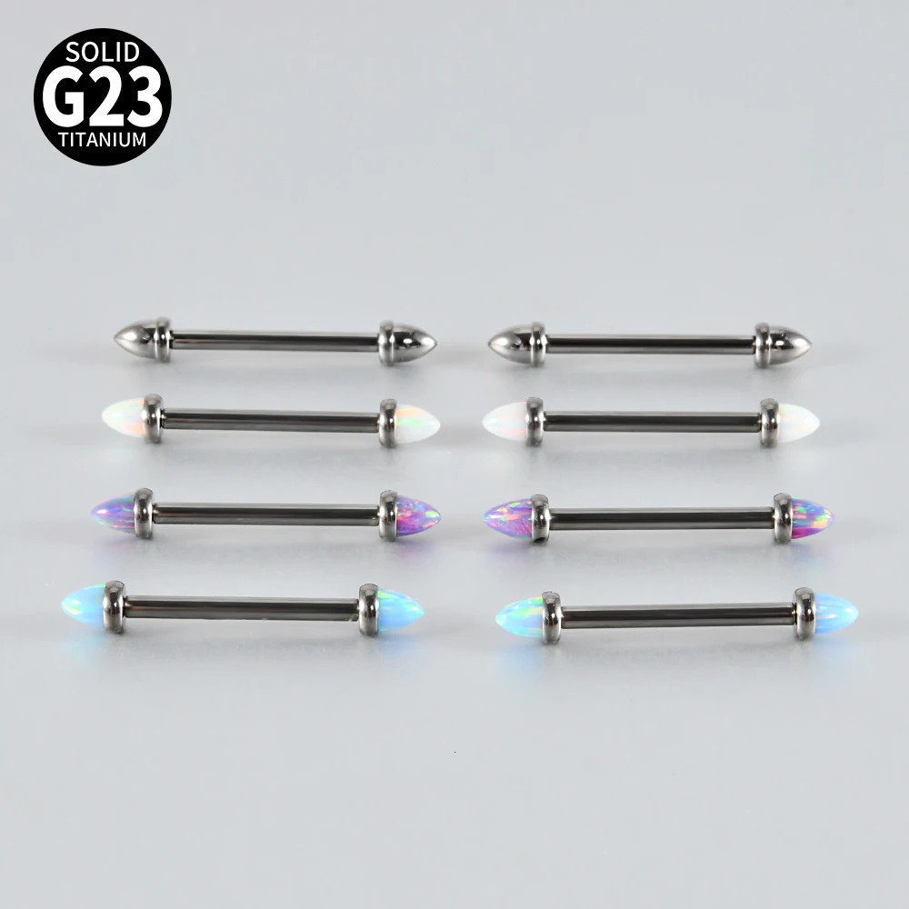 1-2-8PCS Cone Opal Spike Implant Alloy Nipple Barbell Ring Internal Thread 18K Gold Plated 14G nipple Piercing Jewelry 250526